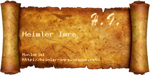Heimler Imre névjegykártya